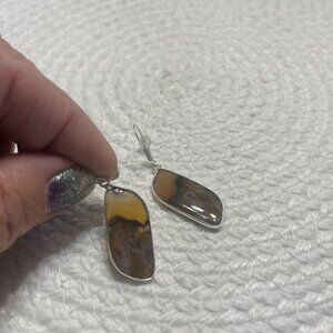 Natural STICK AGATE Handmade Sterling 925 Dangle Earrings #222D